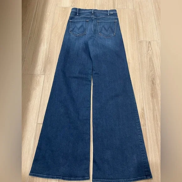 Mother The Hustler Roller Heel High Waisted Wide Leg 70’s Blue Jeans 33” Sz 26/4 - Picture 5 of 16